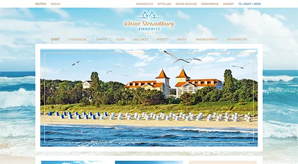 Webseite der Kleinen Strandburg Zinnowitz – Vorschaubild