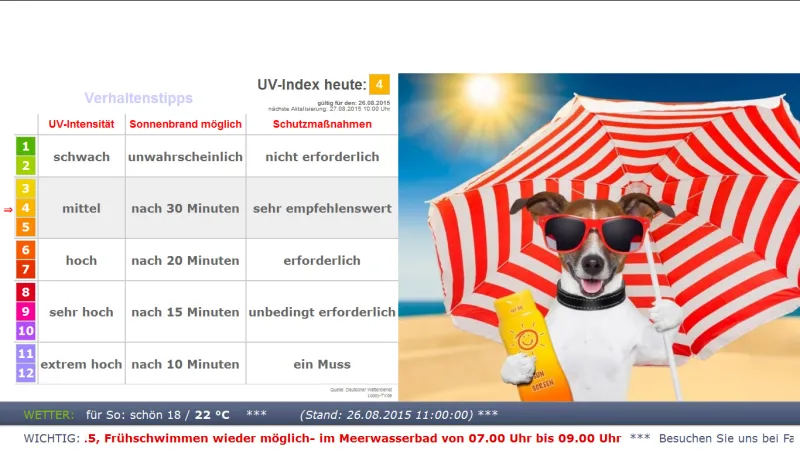 LobbyTV-Bildschirm „aktueller UV-Index“ – Vorschaubild